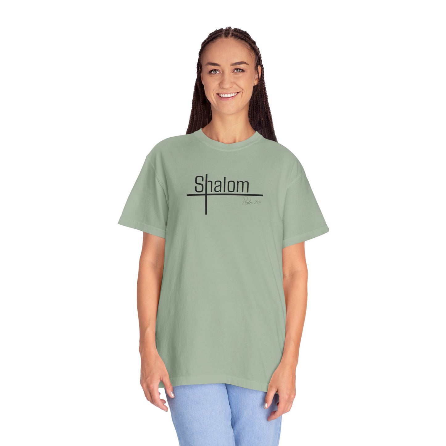 Garment-Dyed T-shirt with 'Shalom' Design