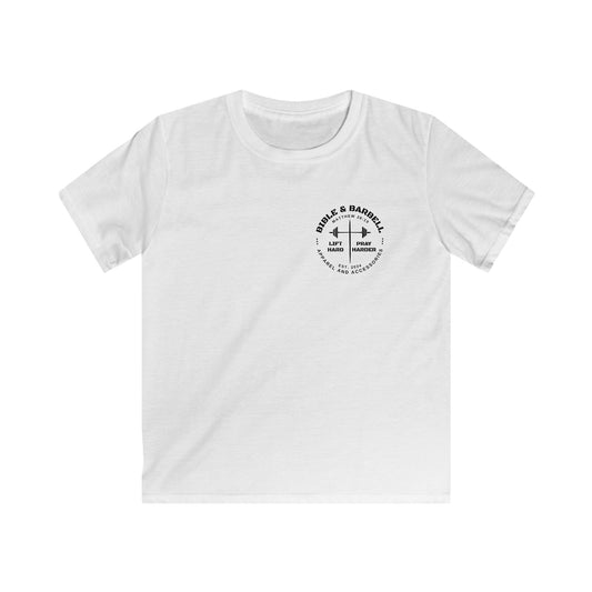 Kids Fitness Tee, Inspirational T-Shirt, Gym Kids Apparel, Motivational Youth Shirt, Great for Active Kids, Bible and Barbell Shirt