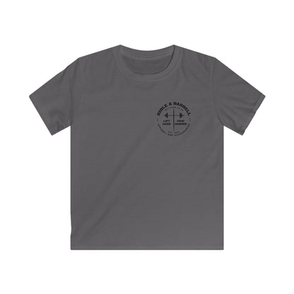 Kids Fitness Tee, Inspirational T-Shirt, Gym Kids Apparel, Motivational Youth Shirt, Great for Active Kids, Bible and Barbell Shirt