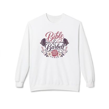Bible & Barbell Crewneck Sweatshirt — Christian Fitness Floral Gym Pullover