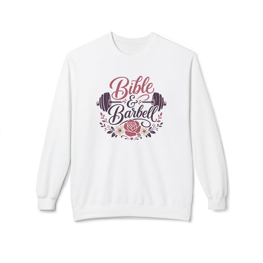Bible & Barbell Crewneck Sweatshirt — Christian Fitness Floral Gym Pullover