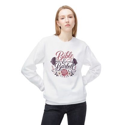 Bible & Barbell Crewneck Sweatshirt — Christian Fitness Floral Gym Pullover