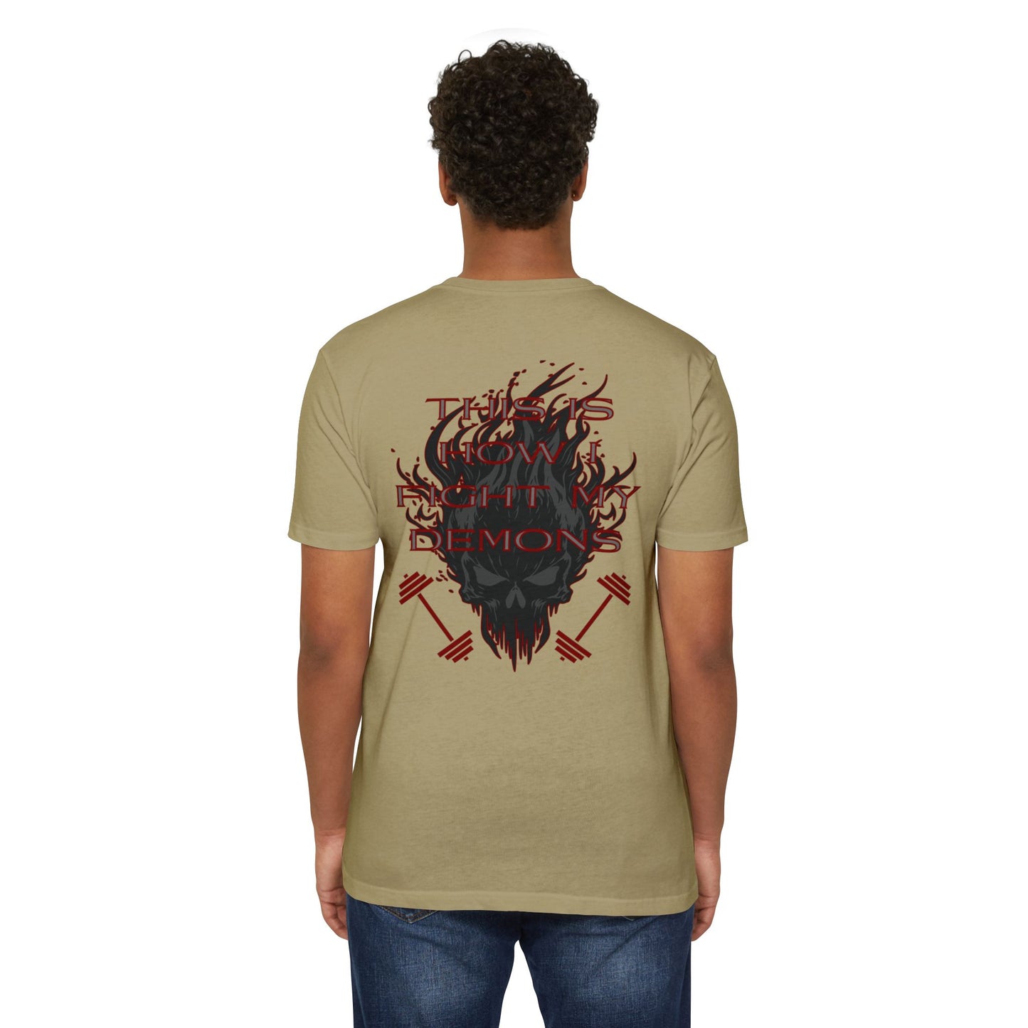Bible & Barbell T-Shirt — 'This Is How I Fight My Demons' Fitness Faith Tee