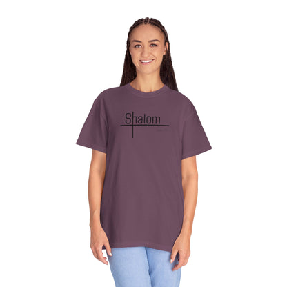 Garment-Dyed T-shirt with 'Shalom' Design - Casual Wear, Spiritual Apparel, Unisex Tee, Comfortable Everyday Shirt
