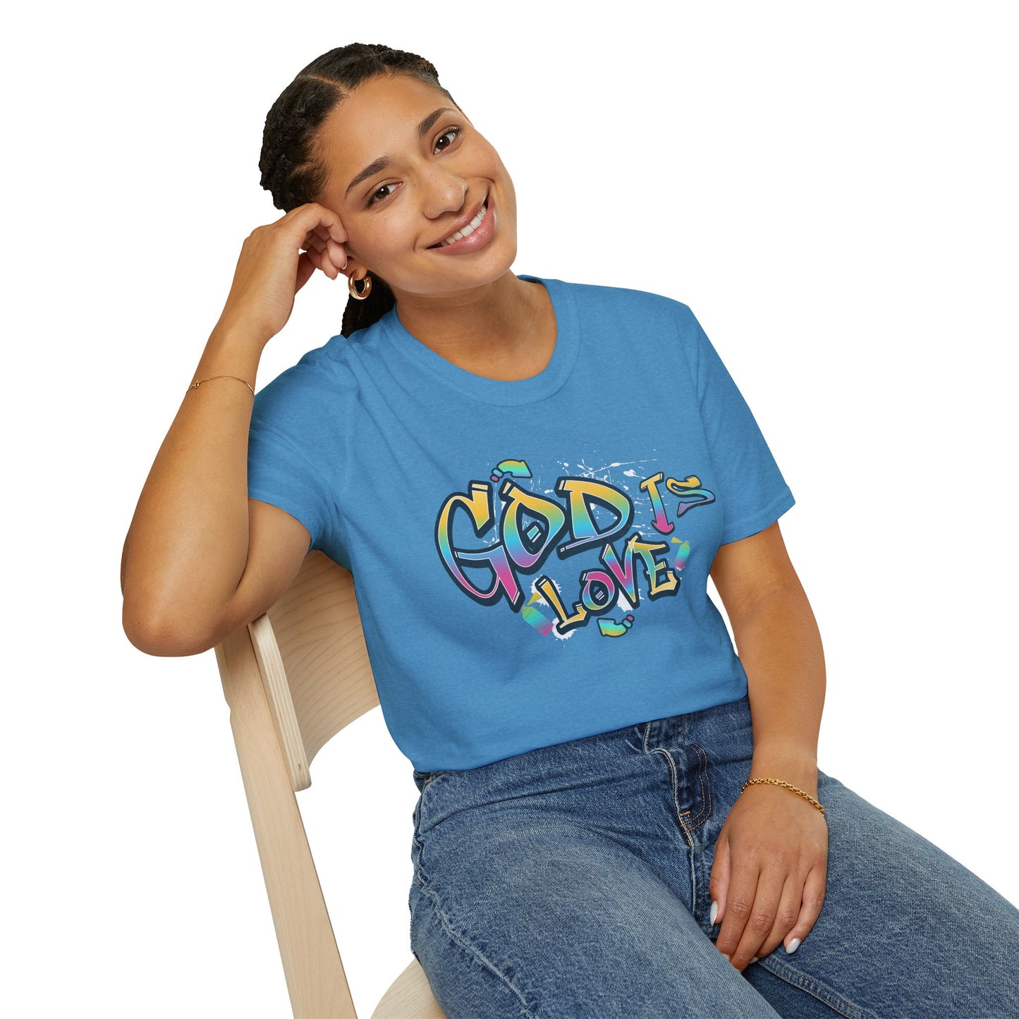 God Is Love T-Shirt — Colorful Graffiti Faith Tee