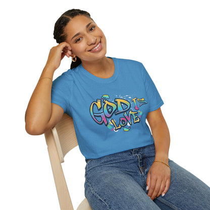 God Is Love T-Shirt — Colorful Graffiti Faith Tee