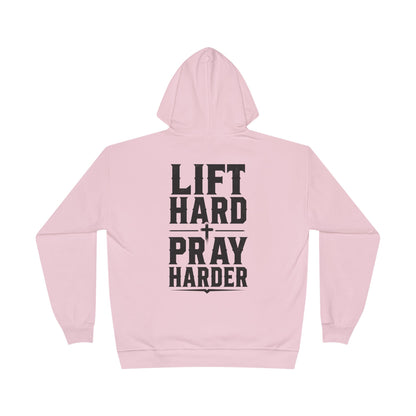 Lift Hard Pray Harder Hoodie — Bible & Barbell Faith Workout Pullover
