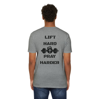 Christian Gym T-Shirt — "Lift Hard Pray Harder" Athletic Faith Tee