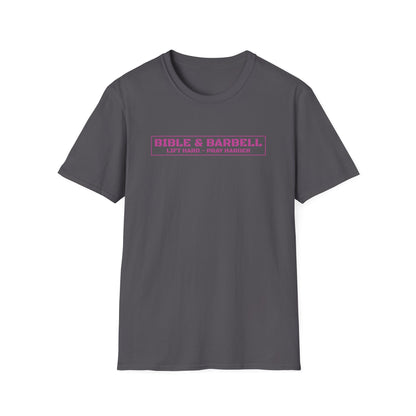Bible & Barbell Pink Boxed Logo T-Shirt