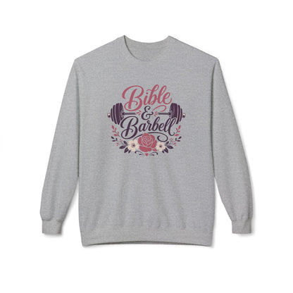 Bible & Barbell Crewneck Sweatshirt — Christian Fitness Floral Gym Pullover