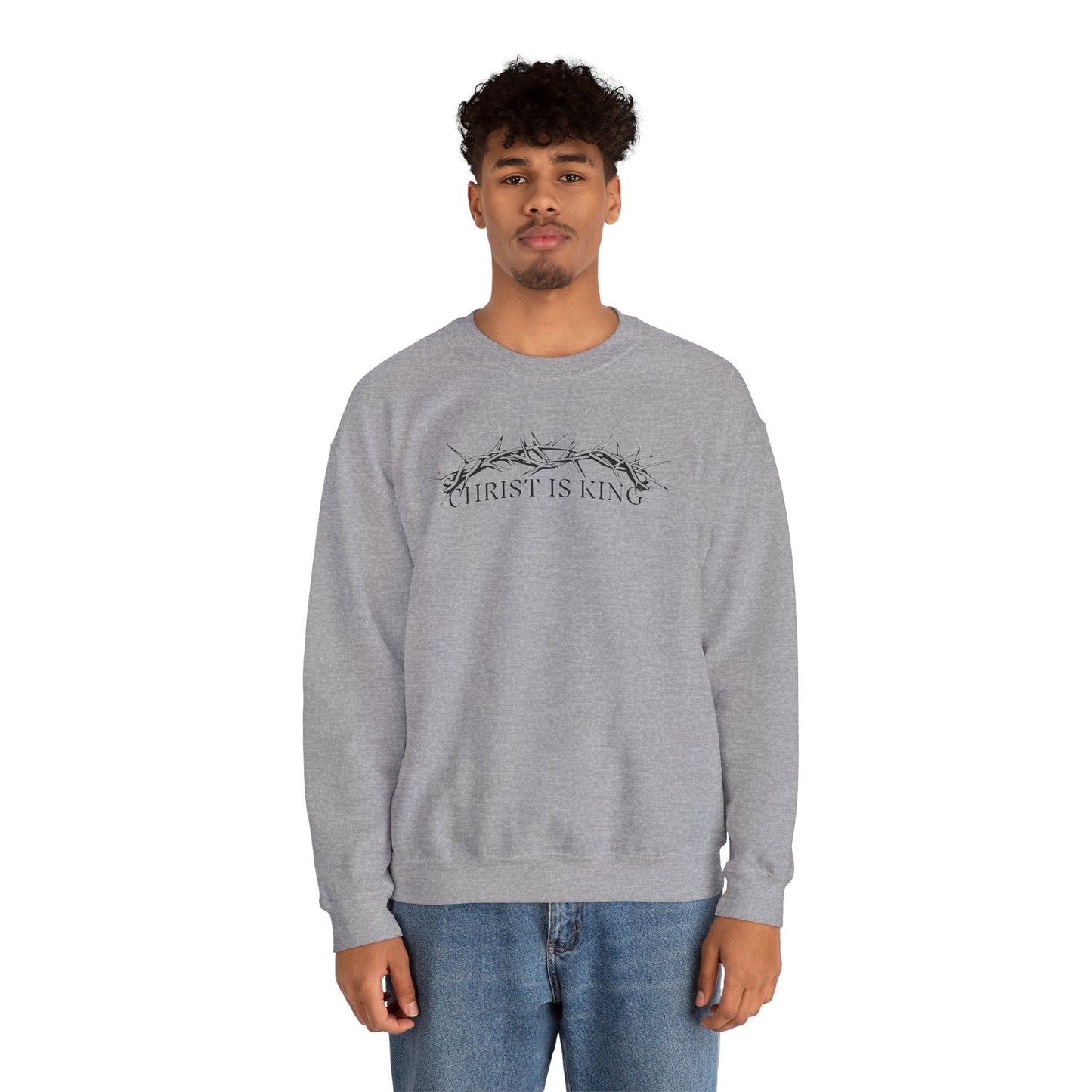 "Christ Is King" Crown of Thorns Christian Pullover Crewneck Sweatshirt