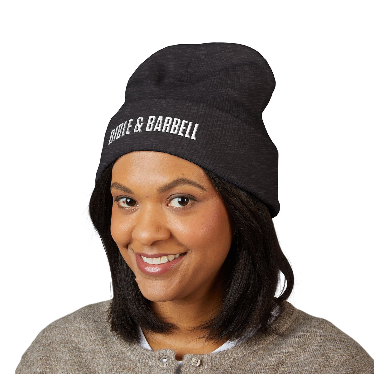 Bible & Barbell Embroidered Cuffed Beanie