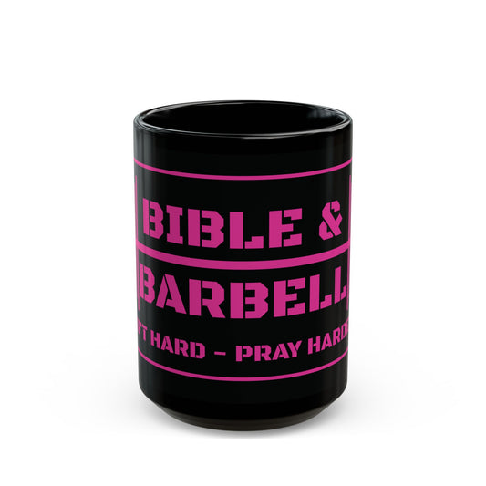 Bible & Barbell Black and Pink Mug