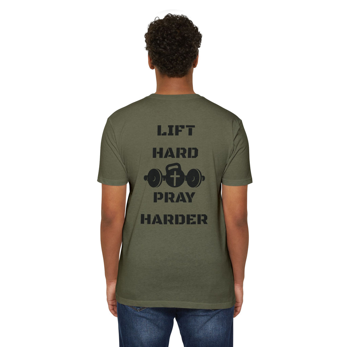 Christian Gym T-Shirt — "Lift Hard Pray Harder" Athletic Faith Tee