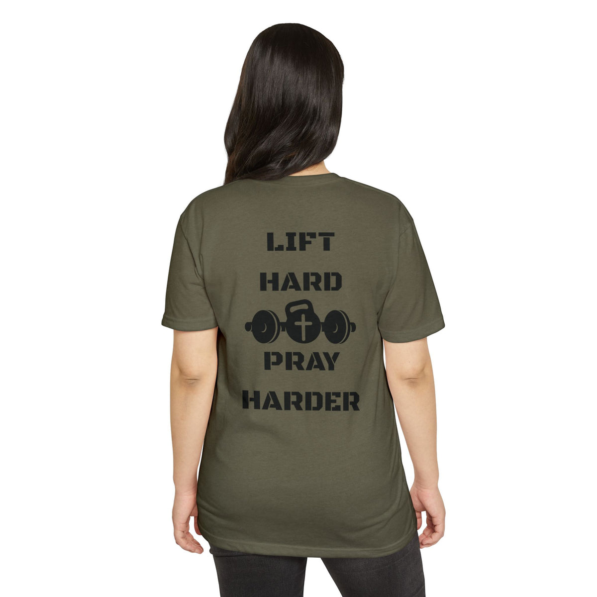 Christian Gym T-Shirt — "Lift Hard Pray Harder" Athletic Faith Tee