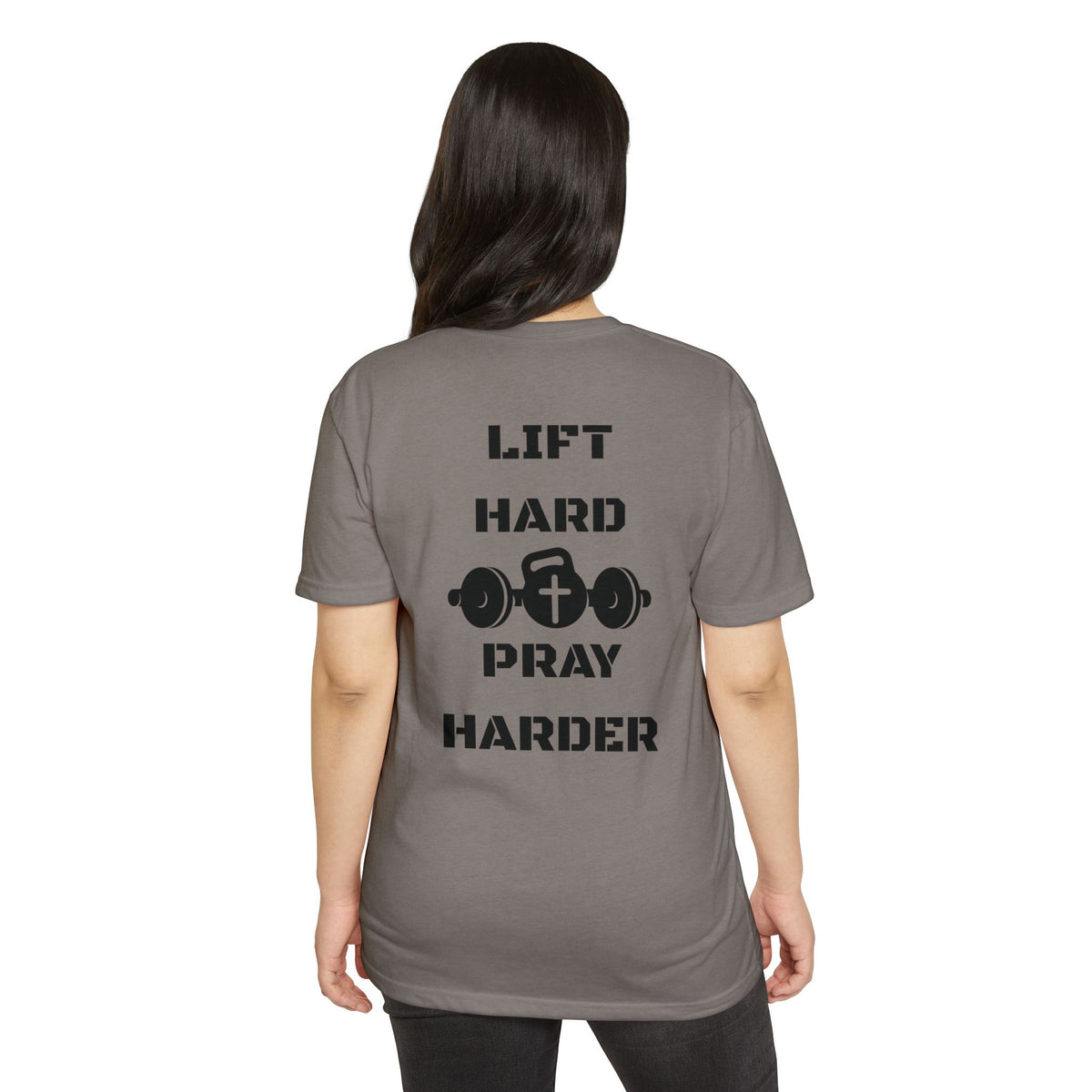 Christian Gym T-Shirt — "Lift Hard Pray Harder" Athletic Faith Tee