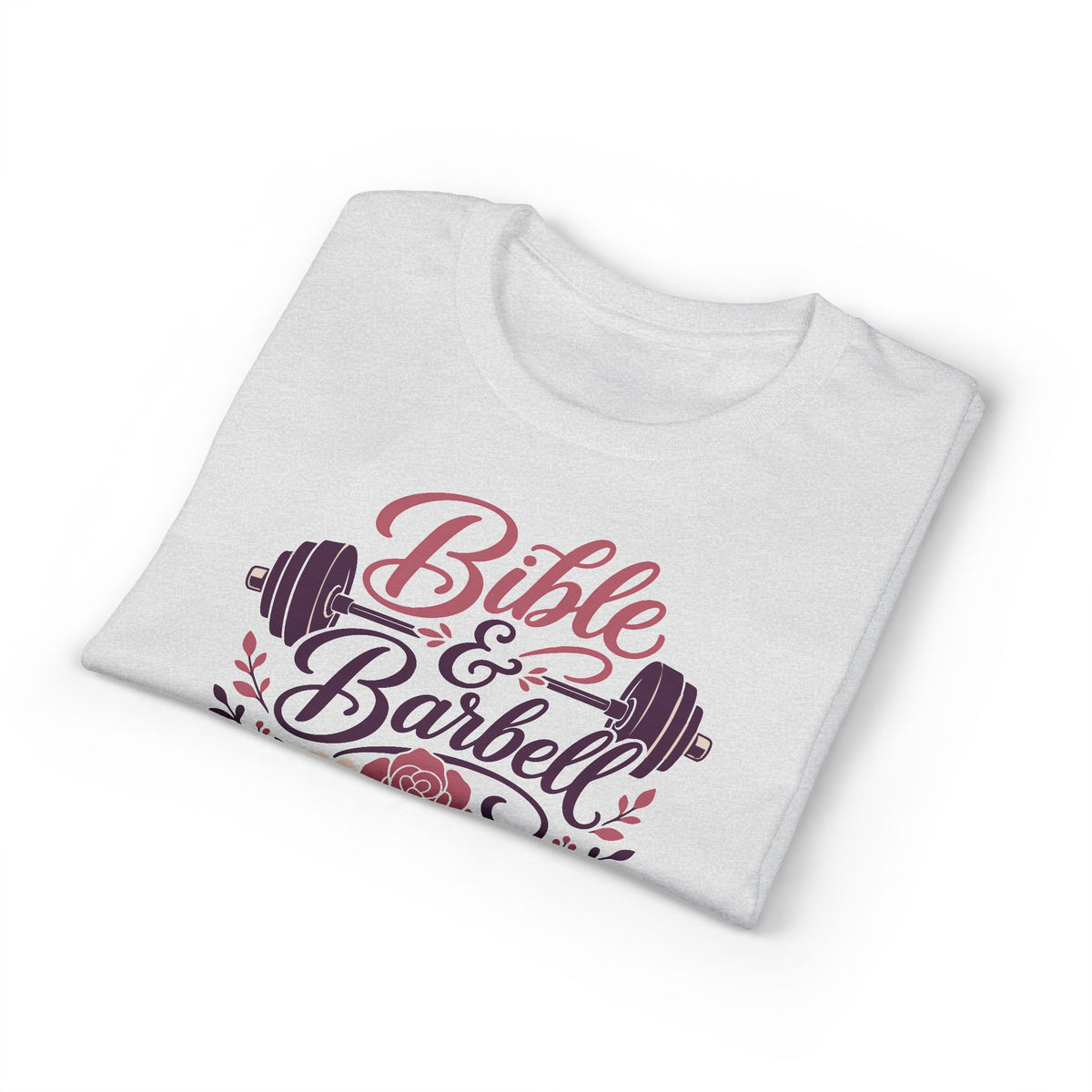 Women's Bible & Barbell Fitness T-Shirt — Christian Gym Workout Tee