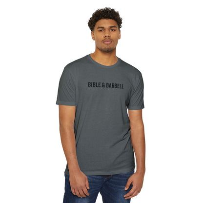 Bible & Barbell T-Shirt — "Lift Hard Pray Harder" Christian Gym Tee