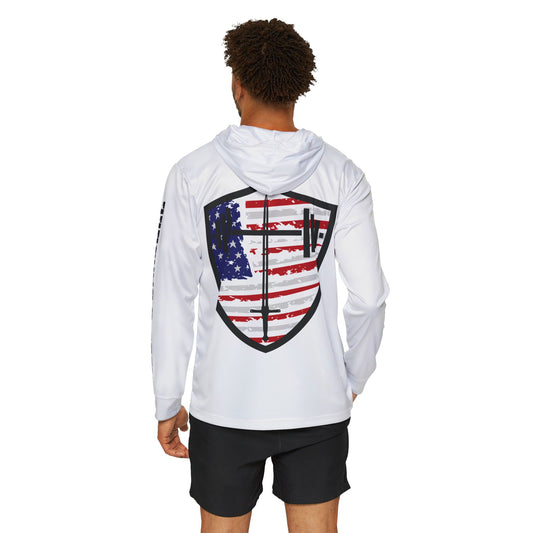 American Flag Shield Hoodie — Men’s Sports Warmup Pullover