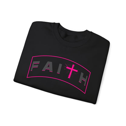 Faith Crewneck Sweatshirt — Pink Cross Graphic Christian Pullover