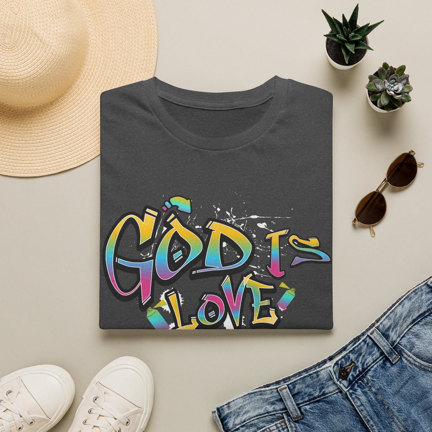God Is Love T-Shirt — Colorful Graffiti Faith Tee
