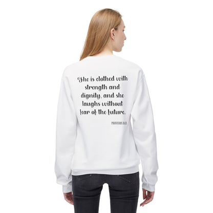 Proverbs 31:25 Empowering Women’s Crewneck Sweatshirt