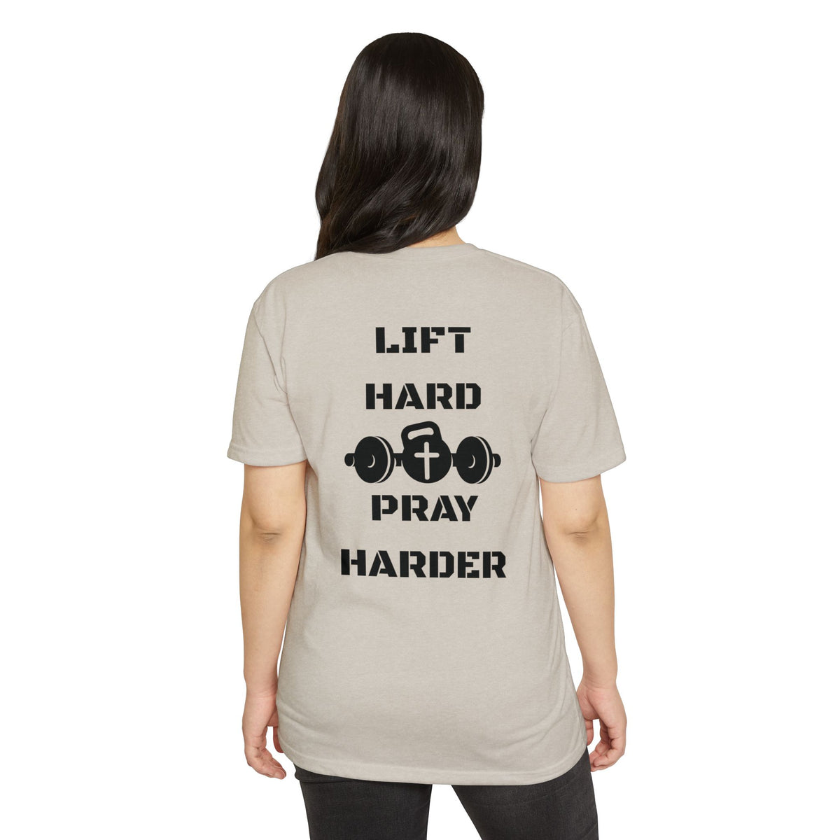Christian Gym T-Shirt — "Lift Hard Pray Harder" Athletic Faith Tee