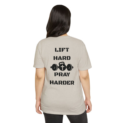 Christian Gym T-Shirt — "Lift Hard Pray Harder" Athletic Faith Tee