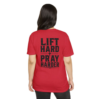 Bible & Barbell T-Shirt — "Lift Hard Pray Harder" Christian Gym Tee
