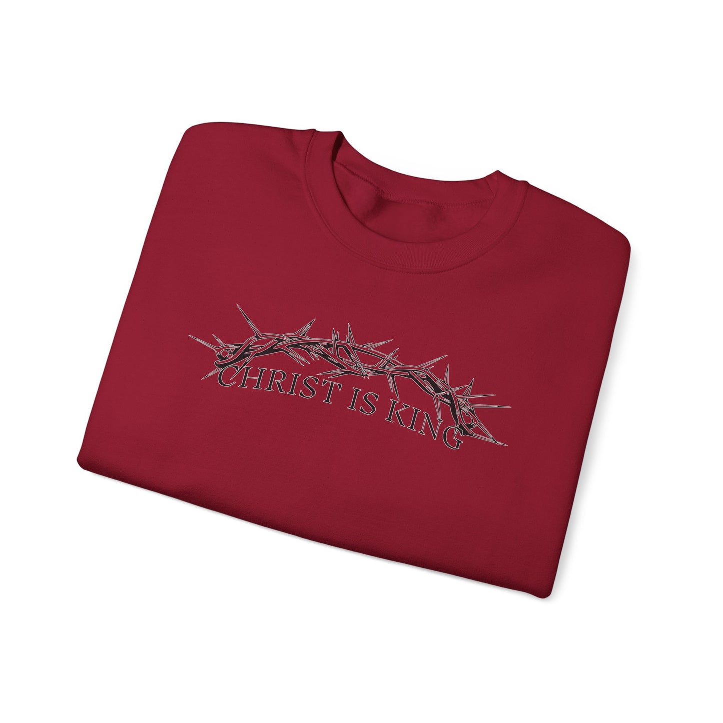 "Christ Is King" Crown of Thorns Christian Pullover Crewneck Sweatshirt