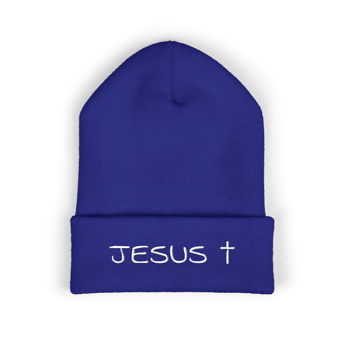 Jesus Embroidered Cuffed Beanie – Christian Faith Knit Hat