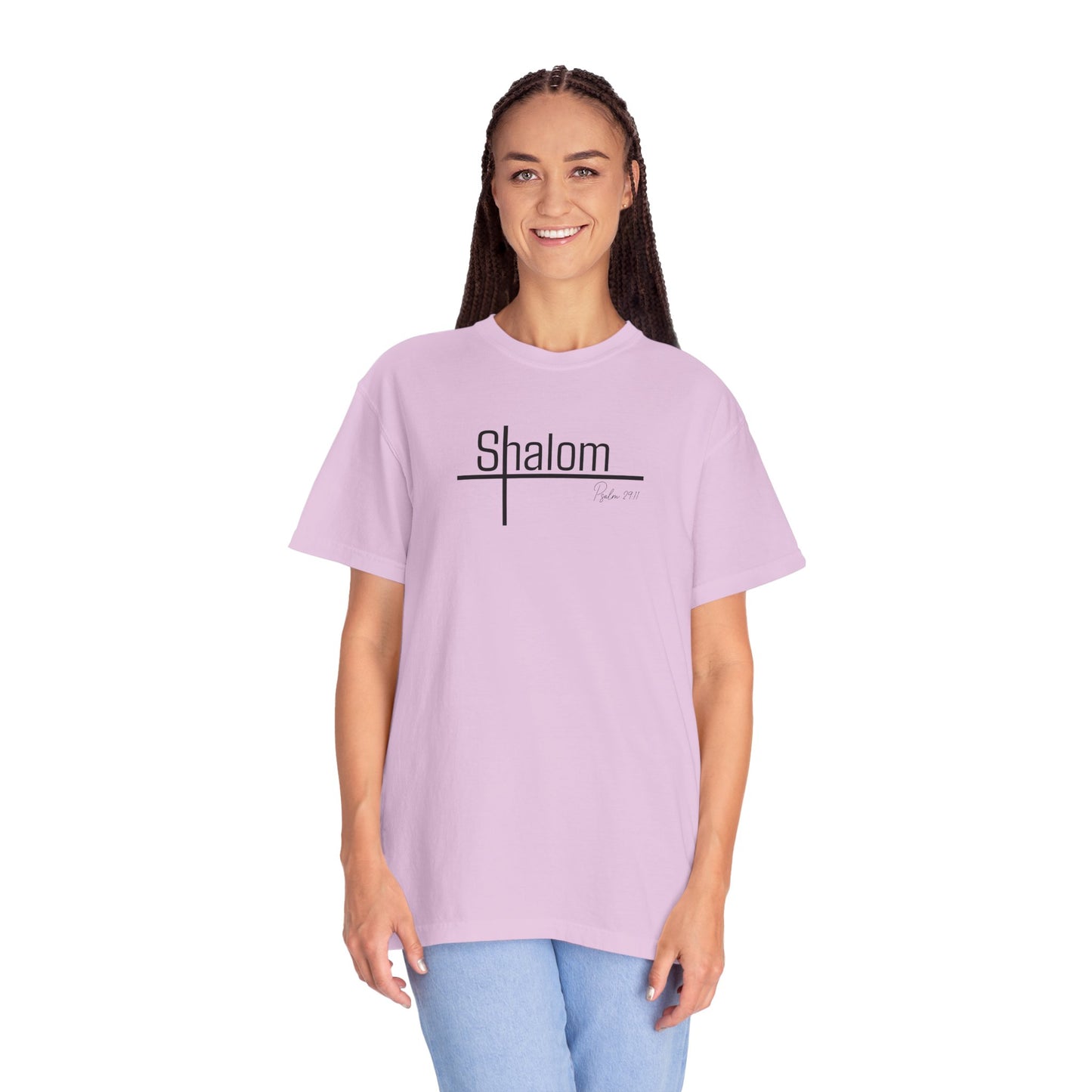 Garment-Dyed T-shirt with 'Shalom' Design