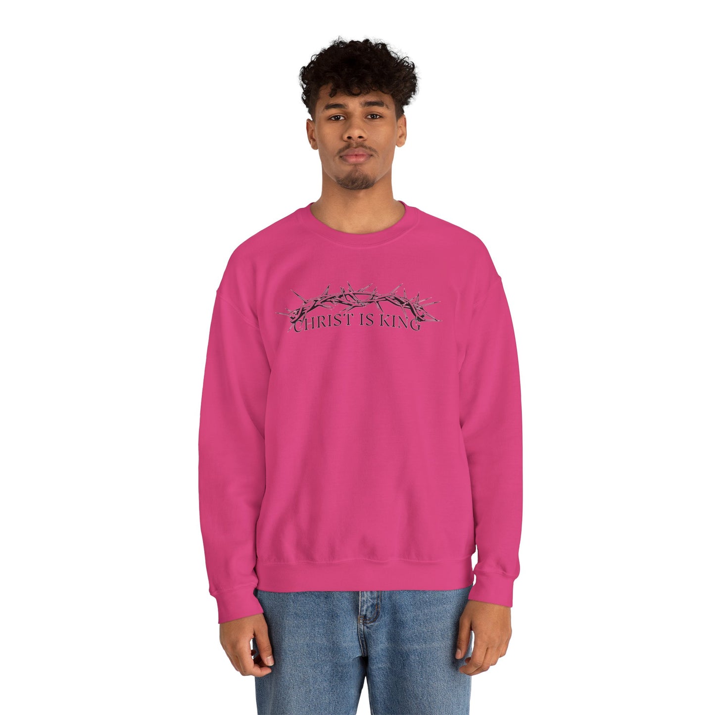 "Christ Is King" Crown of Thorns Christian Pullover Crewneck Sweatshirt