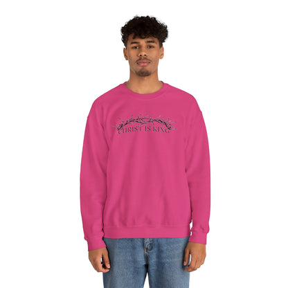 "Christ Is King" Crown of Thorns Christian Pullover Crewneck Sweatshirt