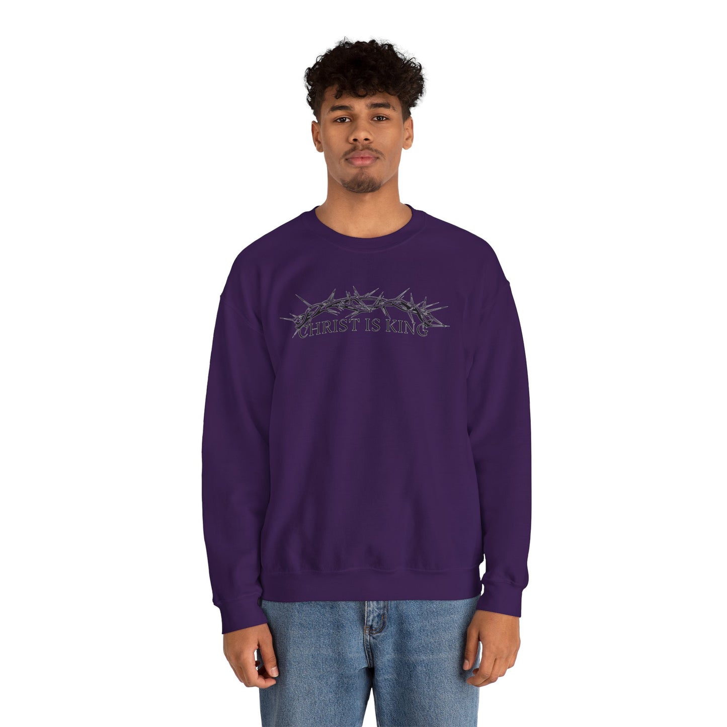 "Christ Is King" Crown of Thorns Christian Pullover Crewneck Sweatshirt