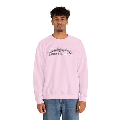 "Christ Is King" Crown of Thorns Christian Pullover Crewneck Sweatshirt