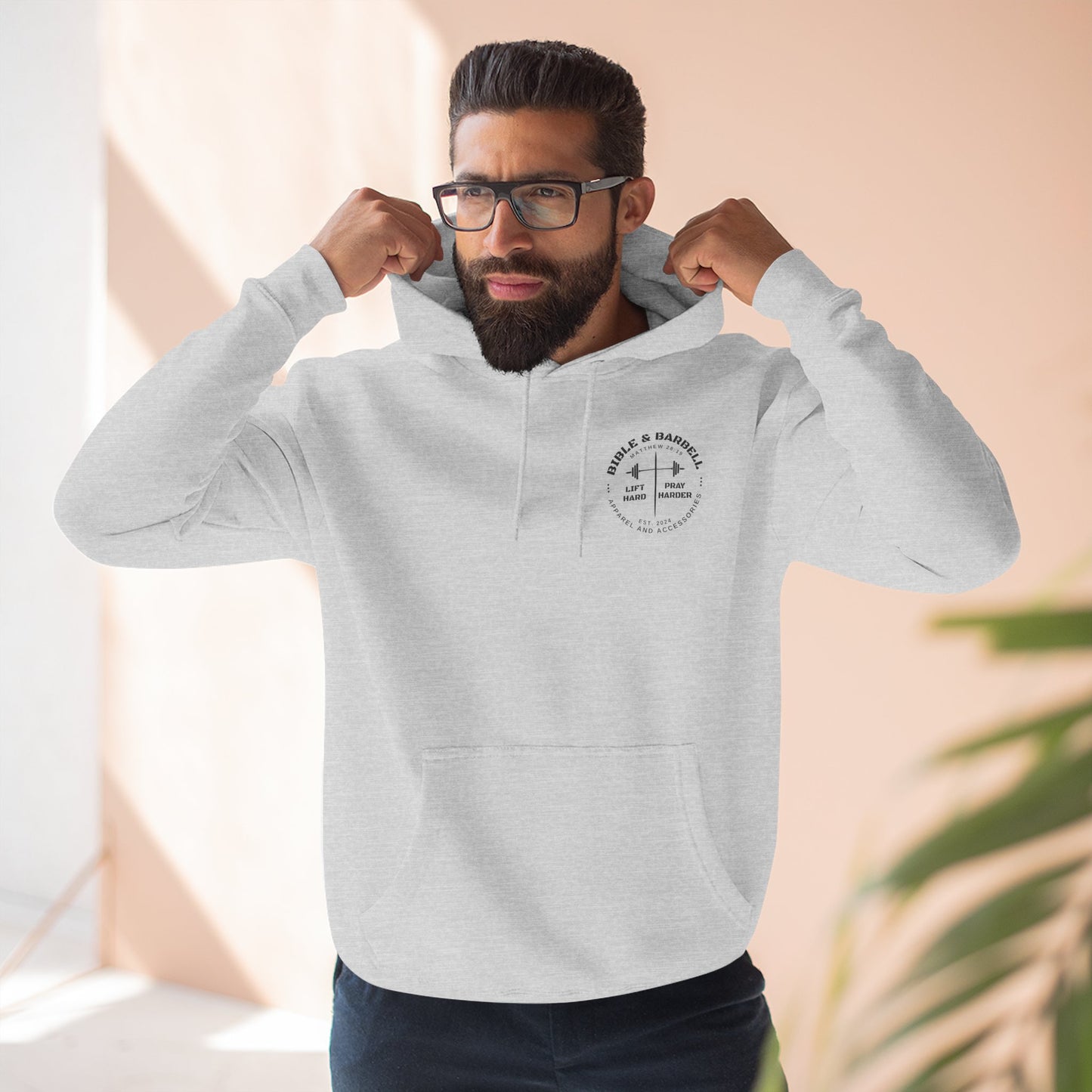 Bible & Barbell Logo Fleece Hoodie | Fitness Gift | Gym Apparel | Christian Hoodie | Workout Wear