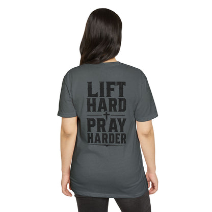 Bible & Barbell T-Shirt — "Lift Hard Pray Harder" Christian Gym Tee