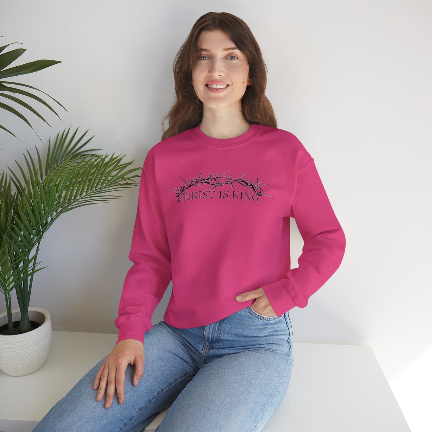 "Christ Is King" Crown of Thorns Christian Pullover Crewneck Sweatshirt