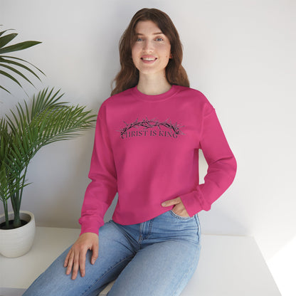 "Christ Is King" Crown of Thorns Christian Pullover Crewneck Sweatshirt