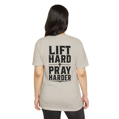 Bible & Barbell T-Shirt — "Lift Hard Pray Harder" Christian Gym Tee