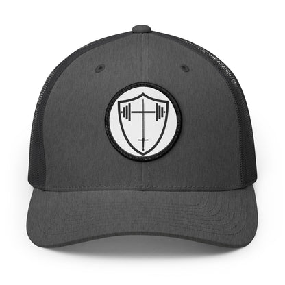 Bible & Barbell Patch Logo Trucker Cap — Embroidered Logo Patch Snapback