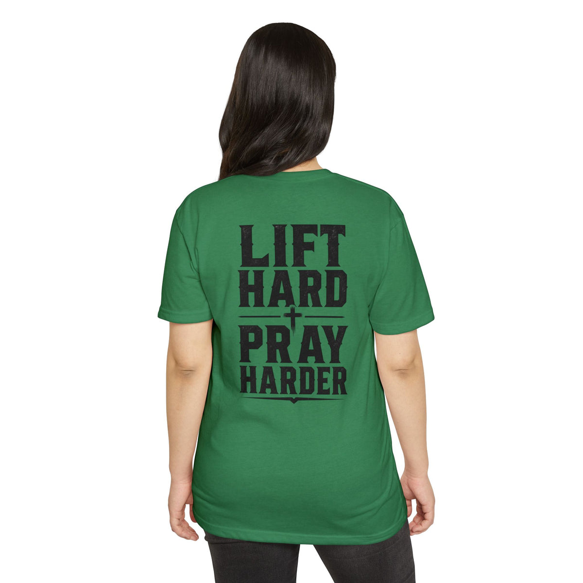 Bible & Barbell T-Shirt — "Lift Hard Pray Harder" Christian Gym Tee
