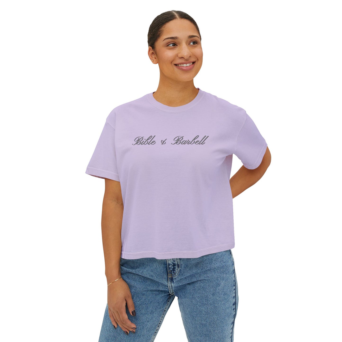 Remember, You Are: Bible & Barbell Women's Boxy Tee — Christian Cross Faith Graphic Shirt