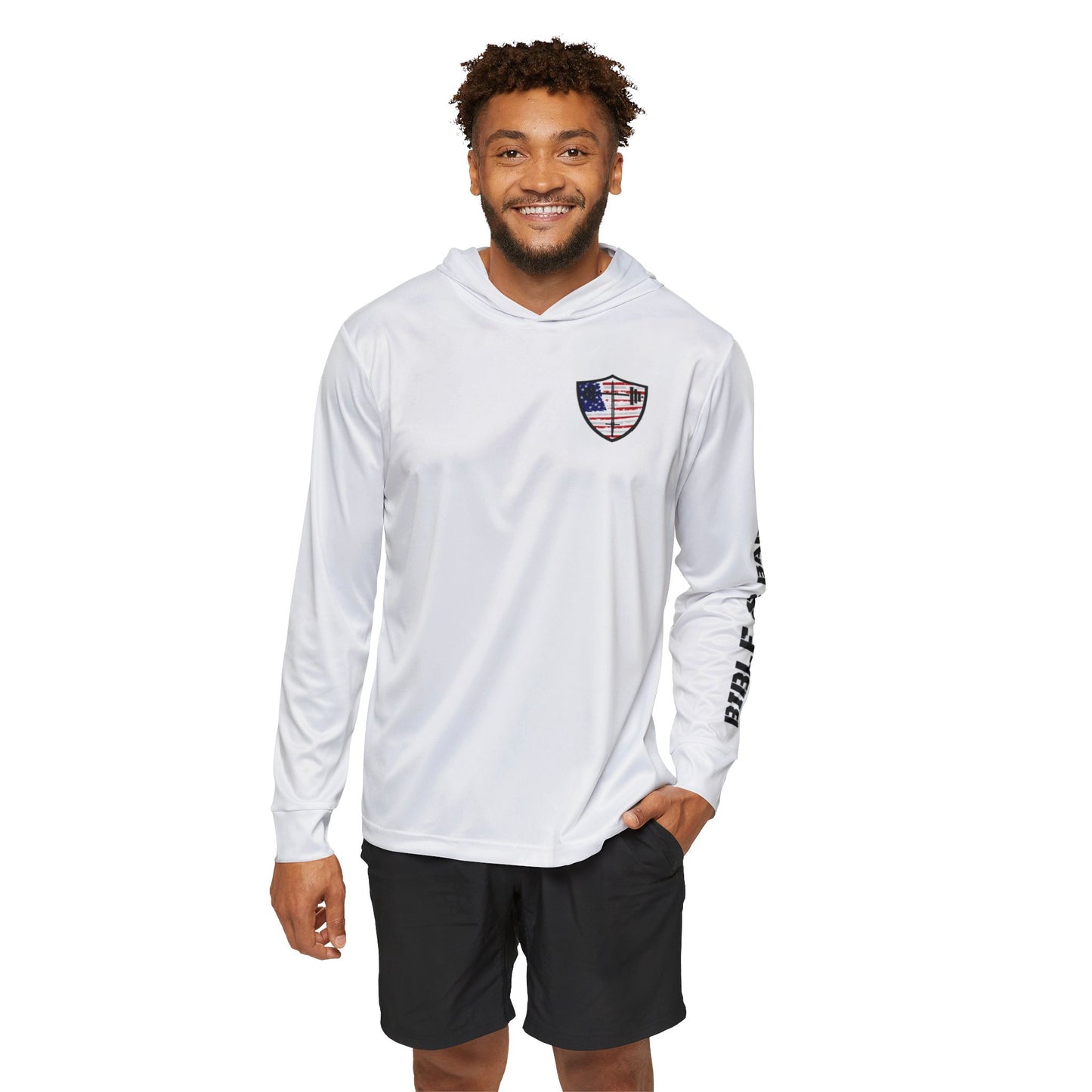 American Flag Shield Hoodie — Men’s Sports Warmup Pullover