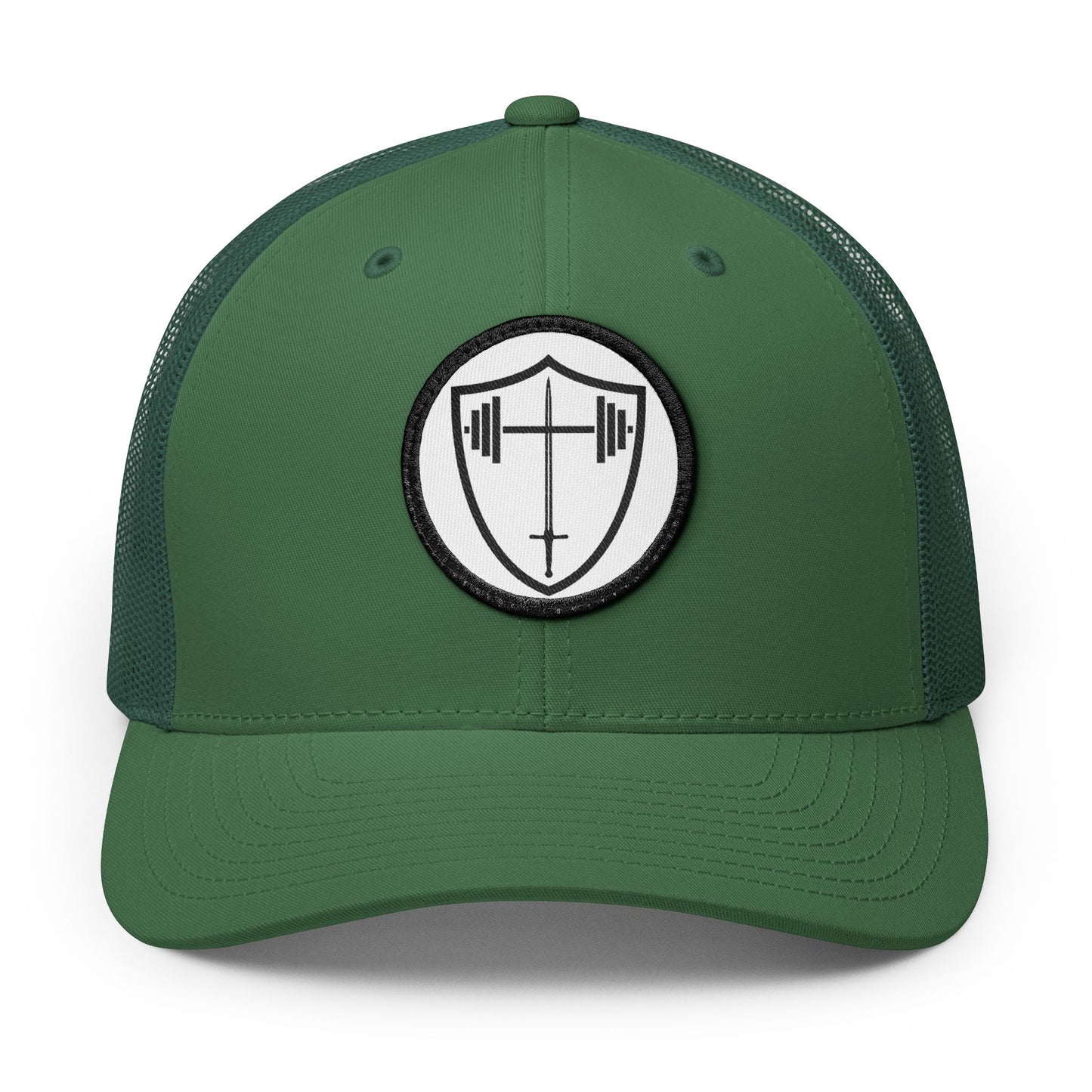 Bible & Barbell Patch Logo Trucker Cap — Embroidered Logo Patch Snapback