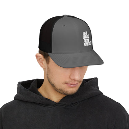 LIFT HARD PRAY HARDER Snapback Trucker Cap