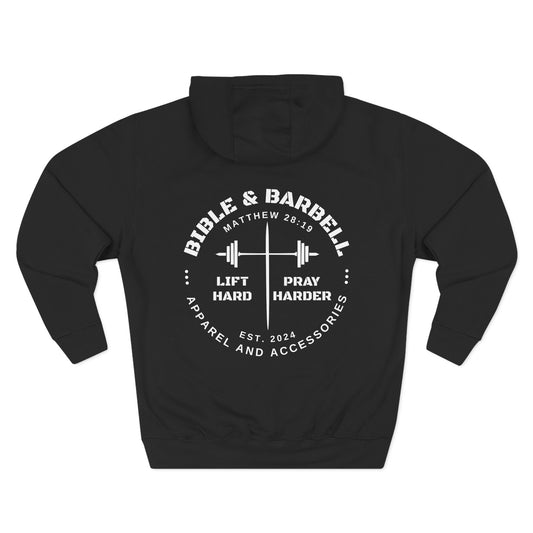 Bible & Barbell Logo Fleece Hoodie | Fitness Gift | Gym Apparel | Christian Hoodie | Workout Wear