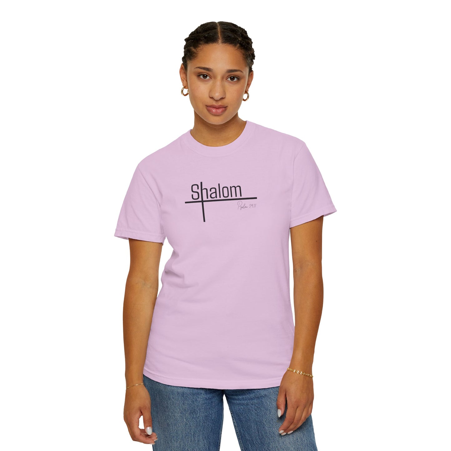 Garment-Dyed T-shirt with 'Shalom' Design