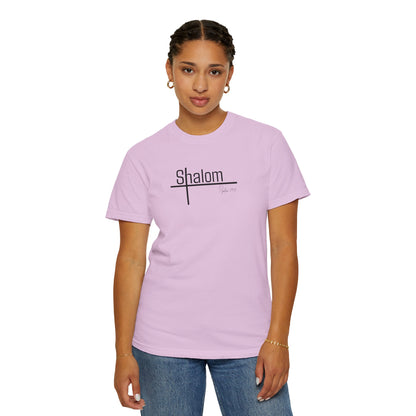 Garment-Dyed T-shirt with 'Shalom' Design